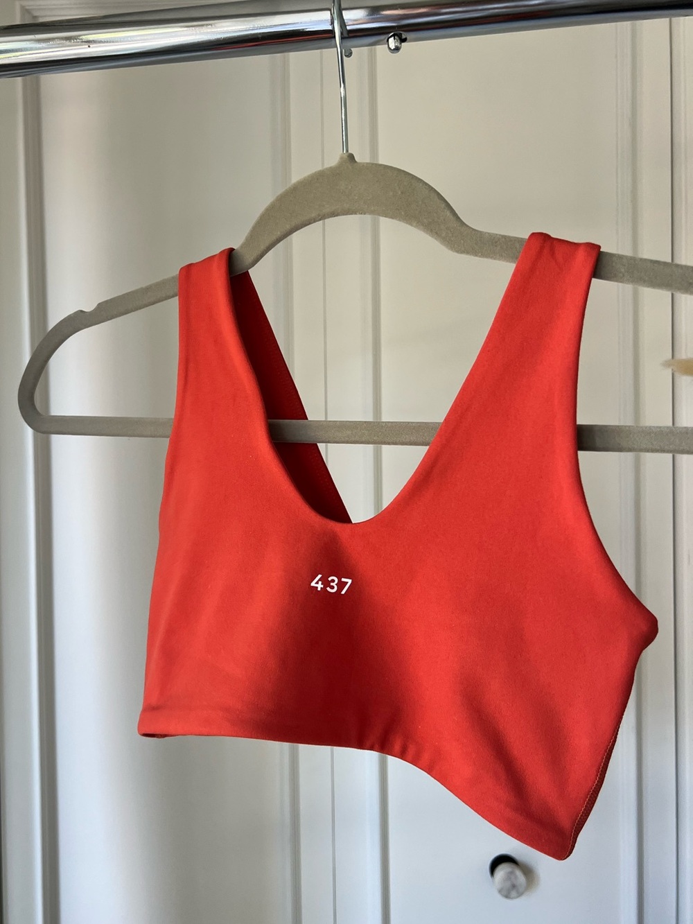437 Burnt Orange Scoop-Neck Sports Bra. No padding.